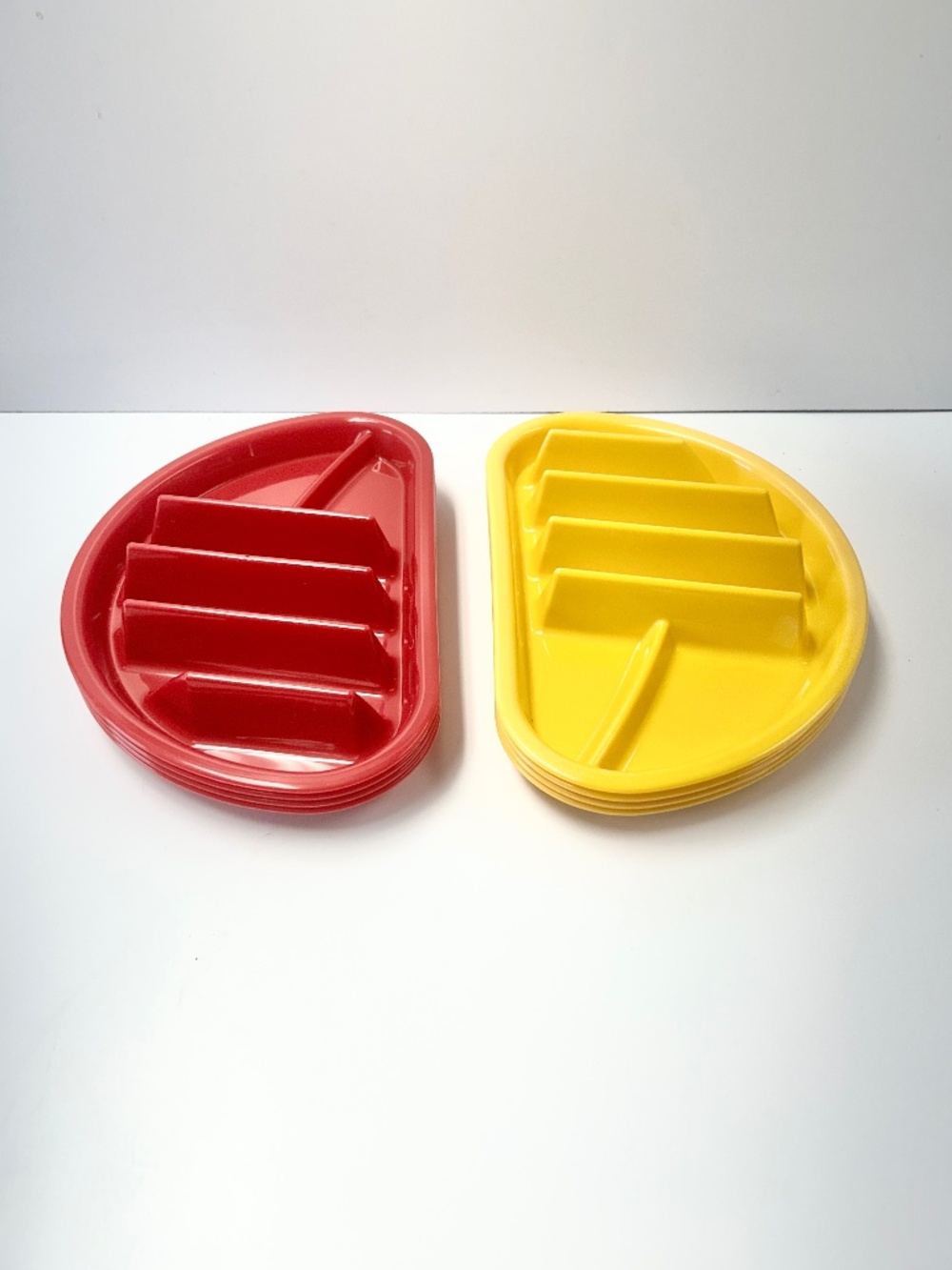 Lot of 8 Vintage Fiesta Taco Plate Red Yellow Arrow Plastic Made in USA BPA Free
